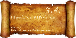 Hlavács Alfréda névjegykártya